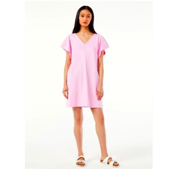 Women's V-Neck with Flounce Sleeves & T-Shirt Dress 2-Pack Size M - Picture 5 of 10